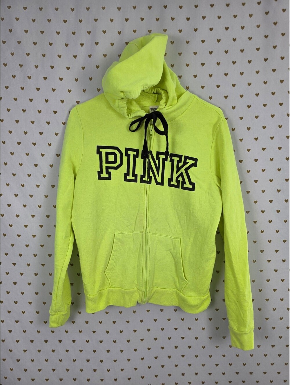 Victorias Secret Pink Neon Logo Full zip hoodie Jacket Logo Medium